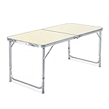 Toboli Campingtisch klappbar 120x60x70cm höhenverstellbar 54/61/70cm Klapptisch Aluminiumrahmen und Tischplatte aus MDF tragbarer Multifunktionstisch Buffettisch Camping Tisch Garten