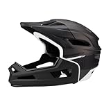 Aymzbd Vollgesichts-Mountainbike-Helm für Erwachsene, Fullface 56cm-62cm, Cycling Hemlet, Fahrradhelm Stoßdämpfung mit Abnehmbarem Kinnschutz für Klettern Beim Fahrrad Skateboard, Schwarz
