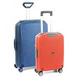 RONCATO Set mit 2 Trolleys, mittelgroß und Handgepäck, starr, Blau und Orange, Robuster, wasserdichter Koffer mit TSA-zugelassenem Sicherheitssystem