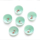 GJHBFUK Tassen Set Teetasse Fisch Teacup Set Chinese Kung Fu Tee-Set Ceramic Cup Geprägte kleine Fische Teetasse Porzellan Celadon Fisch chinesisches Geschenk-Set von 6 Tea Set (Color : Green)
