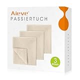 Aieve 3 Stück Passiertuch ca. 50x50cm Käsetuch Filtertuch Siebtuch Filter Cloth 100% Baumwolle Tuch Tücher Set für Käse Marmelade Nussmilch Suppe Obstsaft Joghurt Tofu Butter