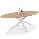 IDMarket - Esstisch, oval, Alix, 10 Personen, Spinnenfuß, Holz und Weiß, 200 cm