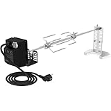 onlyfire Universal Grillspieße Set, Grillspieß mit Motor, Drehspiess für Gasgrill, Inklusive 2 Fleischgabeln, 70,5 cm Rotisserie Drehspieß, Verstellbarer Ständer, Wetterfester Schalter