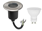 JungesLicht LED Bodeneinbaustrahler Alfa Mini IP67 Edelstahl 2000KG Belastbar GU10 5W Warmweiß 420Lumen 230Volt Rostfrei Wasserdicht Bodenleuchte Gartenleuchte Gehwegbeleuchtung Set Rund Außenleuchte