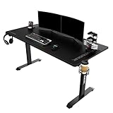 ULTRADESK Momentum | Computertisch Gaming Tisch mit riesiger Arbeitsfläche, XXL-Pad, Handy-Ständer, Becherhalter | Stahlkonstruktion mit Verstärkungen, belastbar bis 130 kg | Schwarz, 152,5x70 cm