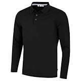 Calvin Klein Herren Langarm-Stretch-Campus-Golf-Polo- Schwarz - L