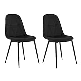 Lestarain 2er Set Esszimmerstühle mit Rückenlehne, Küchenstuhl mit Samtbezug Polsterstuhl aus Metall, ergonomischer Stuhl für Esstisch, Esszimmer Küche Wohnzimmer, Schwarz LCNI109004-2