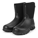 GUGULUZA Herren Halbe Gummistiefel Neopren Isoliert Wasserdicht Angeln Hof Stiefel Schwarz