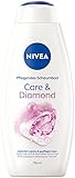 NIVEA Care & Diamond Pflegendes Schaumbad (750 ml), Cremebad mit und verwöhnendem Duft nach Calla Lillie, Badezusatz für natürlich weiche und gepflegte Haut