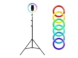 Havit 25,4 cm RGB-LED-Selfie-Ringlicht mit ausziehbarem Stativständer und flexibler Handyhalterung für Live-Stream und Fotografieren (2-Box)