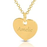Goldkette mit Herz Anhänger & Gravur Halskette Gold Namen Schmuck Namenskette Herzkette Silberschmuck personalisiert