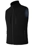 Zzkouine Weste Herren Outdoor Softshell Ärmellose Jacke Bodywarmer Fleece Weste Full Zipp Softshellweste Softshellweste Herren - Weste zum Wandern-Black-XL