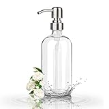 GLUBEE Seifenspender Glas - Spülmittelspender küche mit silbernem Edelstahlpumpe, Pumpflasche 500ml für Seife, Lotion, Handseifenspender- Ideal für Küche, Bad und Hotel