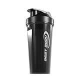 Best Body Nutrition Eiweiß Shaker schwarz – 600 ml Protein Shaker mit Sieb & Mess-Skala – auslaufsicher – spülmaschinengeeignet – BPA-frei – für klumpenfreie Proteinshakes