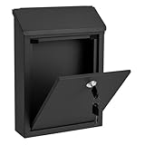 NEWFNU Briefkasten Schwarz, Durchwurfbriefkasten, Postkasten, Abschließbarer Wandbriefkasten, Haussicherheitsbriefkasten, Sicherheitsschlüsselkasten, Schwarz