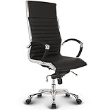 VERSEE Premium Echt-Leder Chefsessel Montreal in Schwarz - Ergonomischer Bürostuhl für Büro und Home-Office - Belastbar bis 150kg