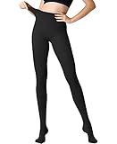 RISSCAN Blickdichte Strumpfhosen für Frauen Control Top Strumpfhosen Kompression Butt Lifting Footed Tights, Opak-Schwarz, M