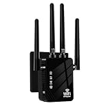 WLAN-Extender-Signalverstärker für bis zu 6.000 m² und 60 Geräte, WLAN Verstärker mit großer Reichweite und Ethernet-Anschluss, Zugangspunkt, 1-Tasten-Einrichtung