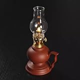 TT-YEC Keramik-Retro-Petroleumlampe, 150-ml-Teetisch-Öllampenornament, Butterlampe im Zen-Stil mit Flammenregler und transparentem Lampenschirm