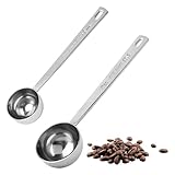 PARFCO 2 Stück Kaffeedosierlöffel, 304 Edelstahl Kaffeelöffel Portionierer, 30 ml und 15 ml Kaffeemesslöffel, Messlöffel Set mit Langem Griff, für Kaffeebohnen, Zucker, Milchpulver