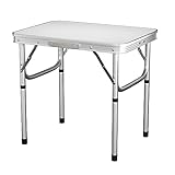Rigogo 60cm Faltbarer Campingtisch, tragbarer Faltbarer Picknicktisch mit stabilen Aluminiumbeinen und Tragegriff, leicht für den Innen-Außenbereich, 2 Höhenniveau 56/26cm, 60x45x56cm, Weiß