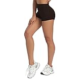 DDOBB Kurze Sporthose Damen High Waist Gym Shorts Damen Bauchweg Hotpants Blickdichte Radlerhose Sportshorts Boxershorts Leggings Unterhosen(Kaffee, S-M)