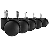 AMSTYLE Teppichbodenrollen Schwarz 5er Set Rollen für Bürostühle Teppich-Boden, Weichbodenrollen Durchmesser 50mm Drehstuhlrollen Stift 11mm, Büro-Stuhlrollen für weiche Böden