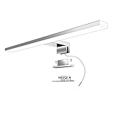 Aogled Led Spiegelleuchte Badezimmer 40 cm 10W 820LM 230V Neutralweiß 4000K,Edelstahl IP44 Class II Slim Bad Spiegelleuchte,Klemmplatte am Spiegel/Schrank/Wandbeleuchtung 400mm