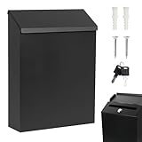 22 X 6.5 X 29cm Mini Briefkasten Schlüsselkasten, Zaunbriefkasten Mit Schloss und 2 Schlüsseln,Wandbriefkasten,Postkasten für AußEnbereich, Zuhause, BüRo, Garten (Schwarz)