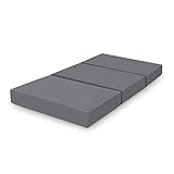 Amazon Basics - Faltbare Memoryschaum Gästematratze mit Bezug, 120 x 195 x 10 cm, Grau