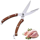 ZOLMER® Kitchen Scissors aus Edelstahl – Scharfe Geflügelschere & Hähnchenschere mit Holzgriff – Testsieger Tranchierschere mit Sicherheitsverschluss & Federmechanik