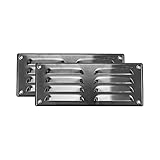 Vent Systems 260x105mm Aluminium, 2 Stück, Lüftungsgitter mit Insektengitter. HLK-, Heizungs-, Kühlungs- und Lüftungsanwendungen. Innen- und Außenentlüftungsabdeckung.…