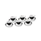 KARACA Piraye Espresso-Kaffeetassen-Set aus Porzellan, für 6 Personen, 80 ml, Schwarz-Weiß, mehrfarbig, 12-teilig
