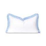 Hofdeco Premium Coastal Grandmillennial Lendenkissenbezug für drinnen und draußen, 30,5 x 50,8 cm, wasserabweisend, für Hinterhof, Couch, Pool, Weiß, Babyblau, einfarbig