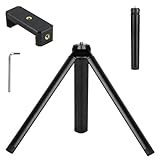 Mini Stativ aus Alu mit 1/4 Zoll Schraube Dreibein Stativ Rutschfester Tisch-Stativ mit Go-Pro Halterung und Smartphone Halterung Handy Stativ Kamera Stativ Stativ für iPhone/DLSR/Beamer/Webcam