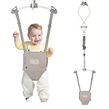 FUNLIO BabyTürhopser für 6–24 Monate (mit Türklemme), Baby-Türwippe mit starker Feder/verstellbarem Riemen, einfach zu montieren und zu lagern, Tragfähigkeit 18 kg – Grau