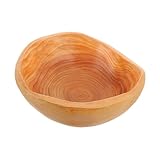 HEALLILY Unregelmäßige Obstschale aus Holz, dekorative Massivholzplatte für Snacks, Obst und Salate, handgefertigt, rustikales Tablett, einzigartige ästhetische für Heimdekoration, tief