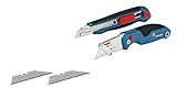 Bosch Professional 2 tlg. Messer Set (mit Universal Klappmesser und Profi Cuttermesser, inkl. Ersatzklingen, in Blister)