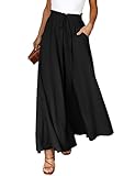 Voqeen Hose Damen Sommer Leicht Lässige Palazzo Weite Hose Freizeithose Elegante Einfarbig Marlenehose Schlaghose Breites Bein Hose mit Hohe Taille Elastisch Taschen Kordelzug