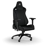 Corsair TC200 Gaming-Stuhl aus Kunstleder, Standard Fit (Langanhaltenden Komfort, Bezug aus Weichem Kunstleder, Integrierte Lendenstütze aus Schaumstoff, 4D-Armlehnen) Schwarz/Schwarz