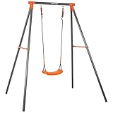 KETTLER Einzelschaukel Single Outdoor | Stabiles Schaukelgestell inklusive Schaukelsitz und Bodenanker | Metallgerüst | 50kg belastbar | Kinder ab 3 Jahren (Grau)