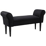 HOMCOM Bettbank, Polsterbank, Sitzbank, Flurbank für Schlafzimmer, bis 130 kg Belastbar, Segelstoff, Schwarz, 102 x 36 x 51 cm