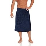 yeeplant Saunakilt für Herren mit Tasche, verstellbarem elastischem Bund und Nylon-Verschlussbändern, tragbares Handtuch für Sauna oder Dusche, Dunkelblau, Einheitsgröße, Dunkelblau, EinheitsgröÃŸe