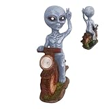 Alien Figur, Kunstharz-Fantasieskulptur, Wetterfeste Solarlicht-Figur Für Garten Terrasse Rasen Sci-Fi Sammlung Balkon Dekoration