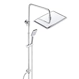 JOHO Edelstahl Duschset ohne Armatur, Regendusche Duschsystem Wassersparend Duschgarniturset mit Duschstange und XXL Kopfbrause 35x25cm Chrom