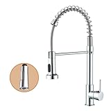 Baollansa Wasserhahn küche hochdruck armatur, kitchen faucet edelstahl mit hohen bogen und herunterziehbare mischbatterie küche, Küchenarmaturen 360°-schwenkfunktion,zusätzliche mischdürse(Chrom)