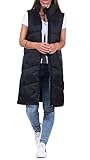VERO Moda Damen Lange Puffer Weste | Wattierte Stepp Übergangsjacke | ohne Ärmel und Kapuze VMUPPSALA, Farben:Schwarz, Größe:L