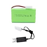 Tosiicop 9.6V 2400mAh RC Akku - AA NiMH Wiederaufladbar Ferngesteuertes Auto Akkupack RC Rechargeable Battery mit KET-2P Stecker und USB-Ladekabel für RC Truck Tank Boot und Schlachtschiff