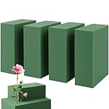 Klerbesh Steckschaum für Blumen 14x8x4cm,4er Blumensteckschaum Selbst Schneidbar, Nasssteckschaum Hohe Saugkraft für Frischblumen Kunstblumen, DIY Hochzeit Floristik Basteln Feiern