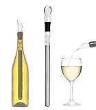 Weinkühler, Weinkühlstab 3-in-1 aus Edelstahl - Schnelle Eiskühlung ohne Eis mit Belüfter und Ausgießer - Perfektes Wein Geschenk für Weinliebhaber